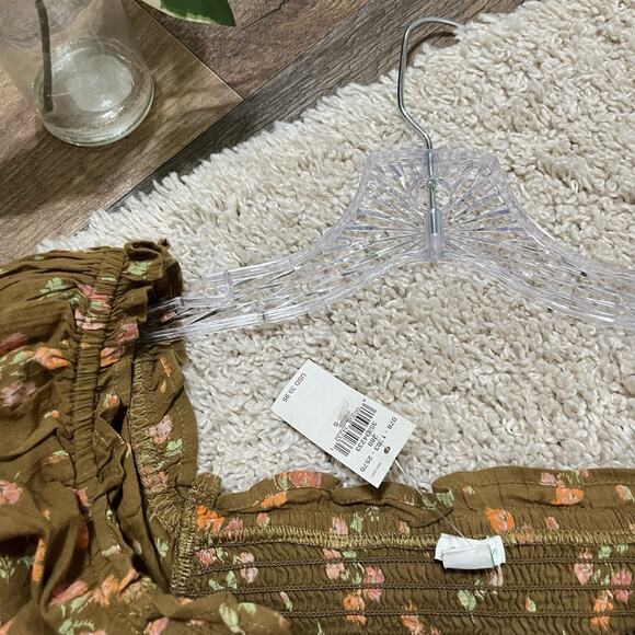 Aerie Size Small Brown Floral Smocked Square Neck Crop Top NWT - Picture 5 of 7